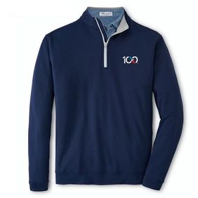 Mens Peter Millar Qtr Zip- Navy