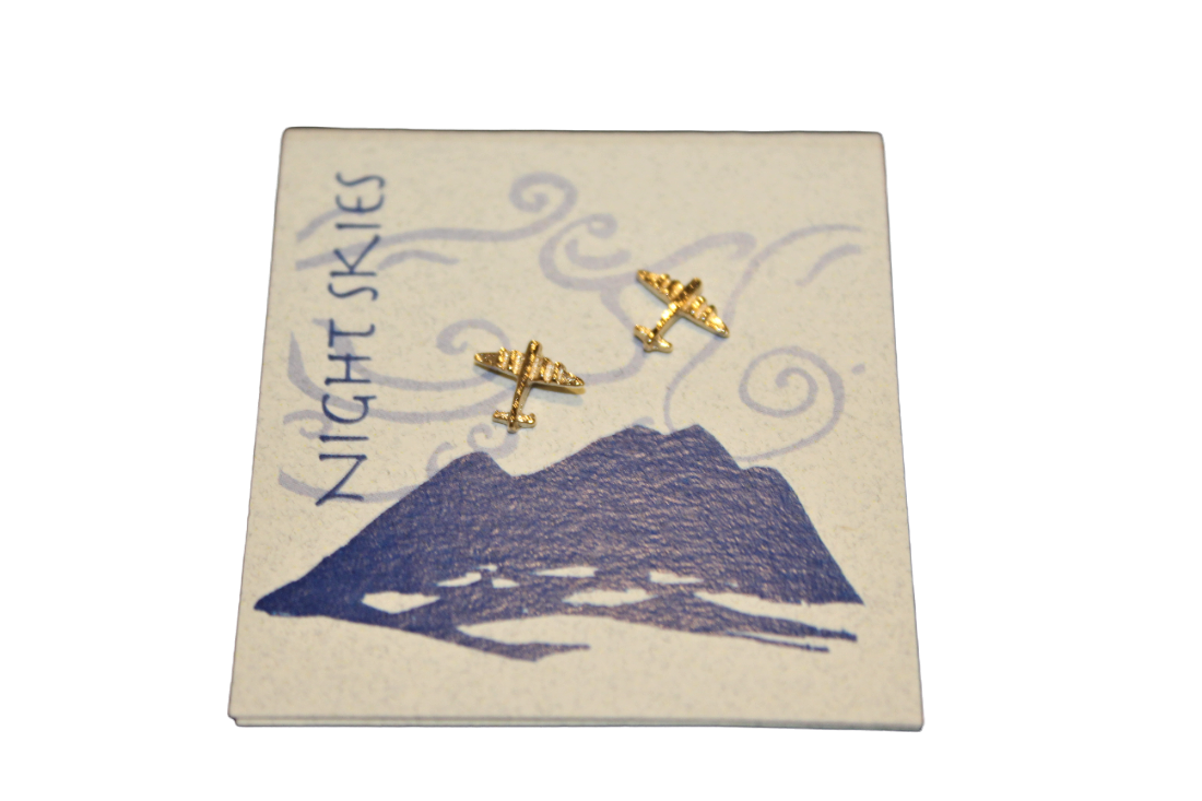 Airplane Stud Earrings Gold