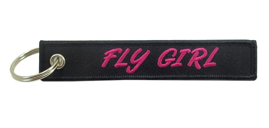 Fly Girl Embroidered Keychain