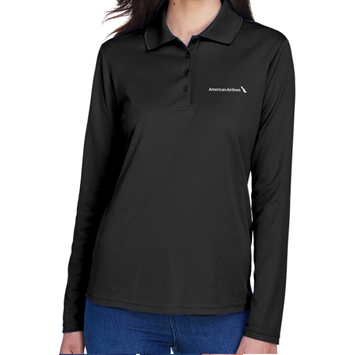 Ladies Long Sleeve Polo Black