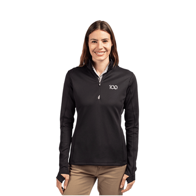 Ladies C&B Qtr Zip- Black XL