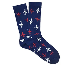 Twin Jet Socks - Blue, Red & White Airplanes