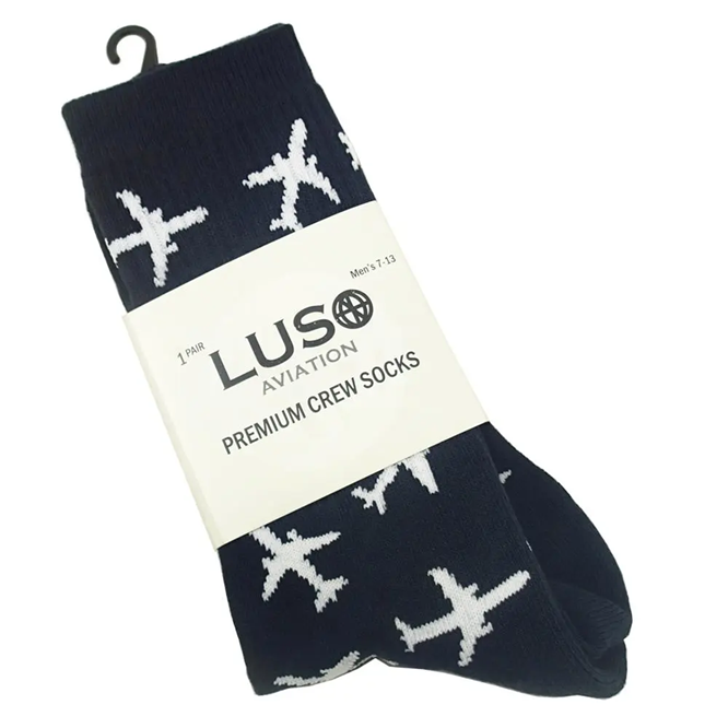 Twin Jet Socks - Black, White Airplanes