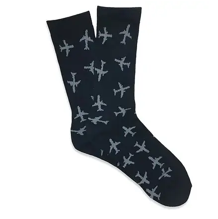 Twin Jet Socks - Black, Grey Airplanes