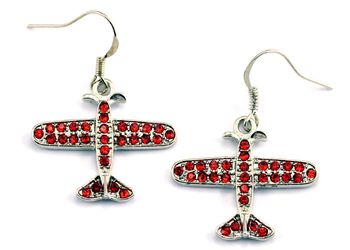 Crystal Plane Earrings Red