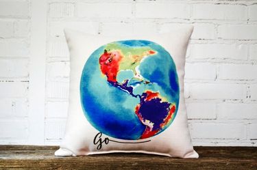 "Go" Globe Pillow