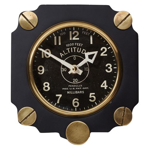 Brass/Alum Altimeter Clock BLK