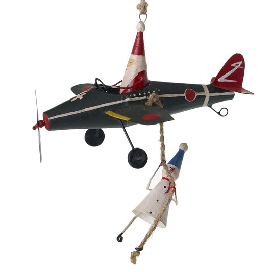 Tin Santa/Snowman Plane