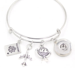 Bracelet With Plane and Travel Themed Charms