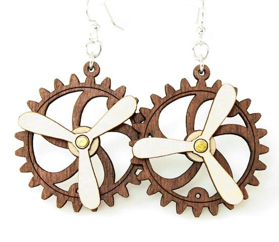 Kinetic Gear Earrings Propeller