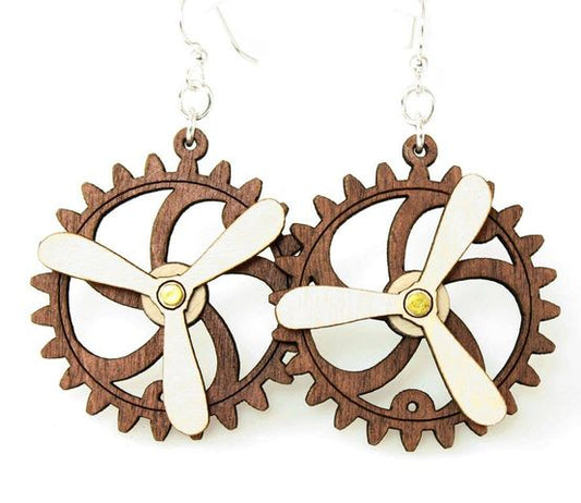 Kinetic Gear Earrings Propeller