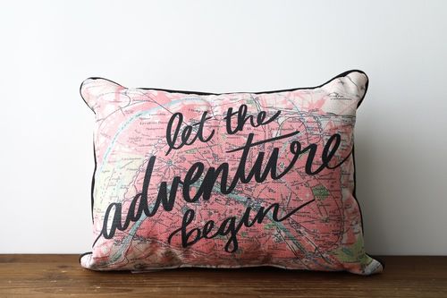 Adventure Pink Map Pillow