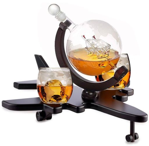 *No Fabric Coasters* *Final Sale* Airplane Whiskey Decanter Set