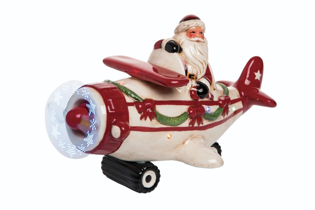 Light Up Musical Santa Plane