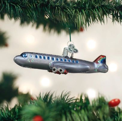 Glass Passenger Airplane Ornament