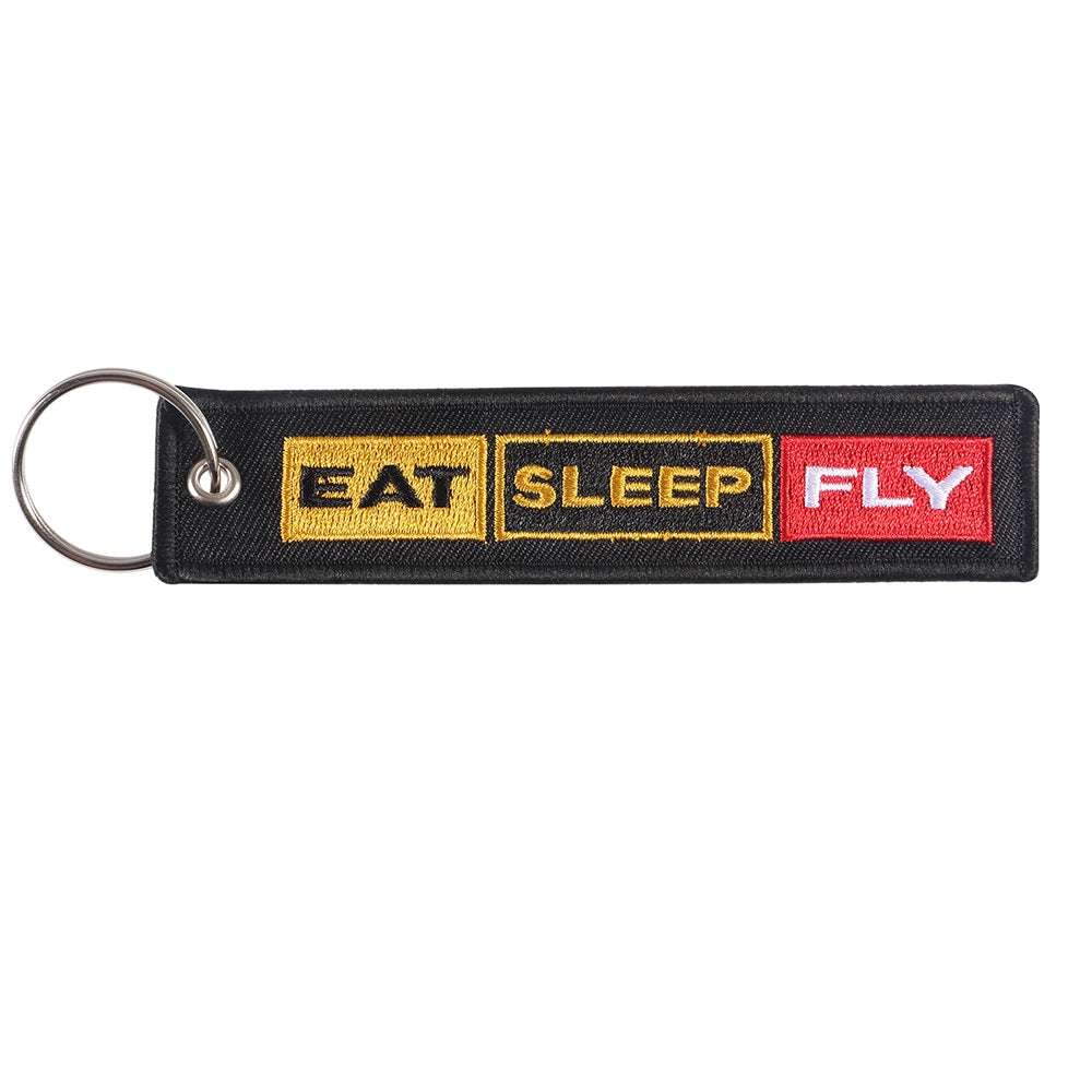 Eat Sleep Fly Embroidered Keychain