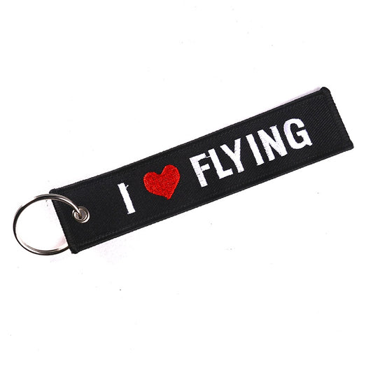 I Heart Flying Embroidered Keychain