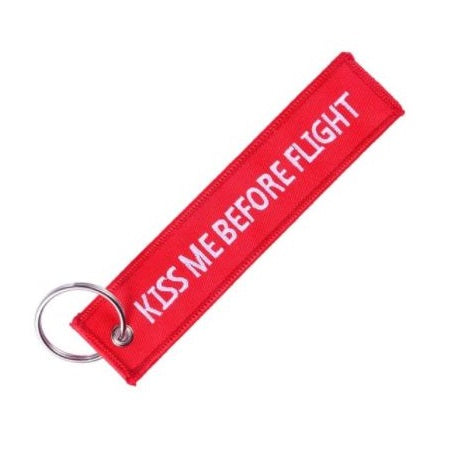 Kiss Me Before Flight Embroidered Keychain